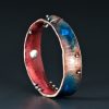 Hammered copper enamel bangle bracelet