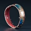 Hammered Electric Blue Copper Enamel Bangle with Sterling Silver - Image 2