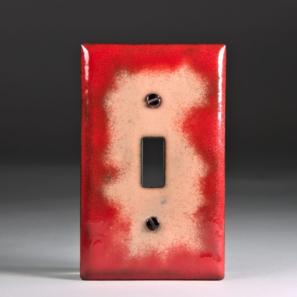 copper switch plate with kiln fired glass enamel color
