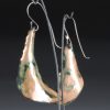 hammered copper earrings with glass enamel and sterling silver ear wires